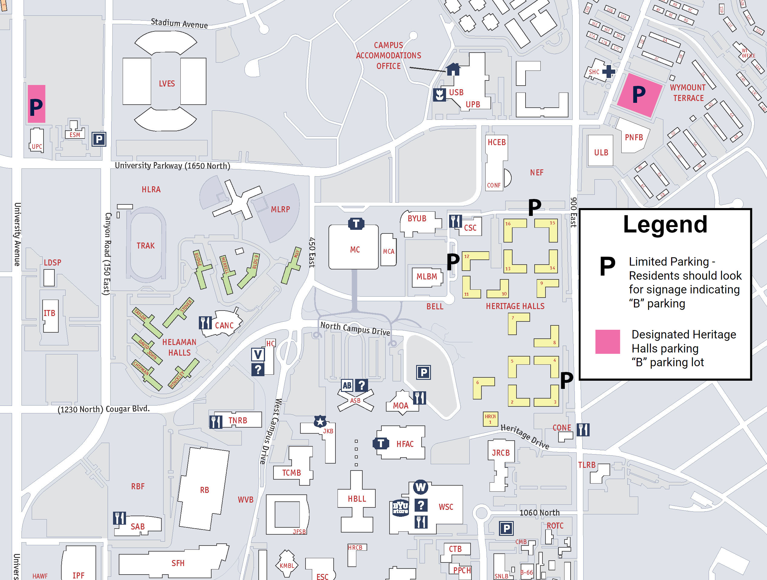 University Of Utah Campus Map Printable   Heritage Halls Parking Map 