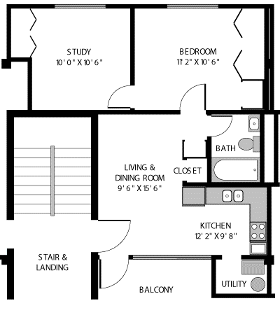 South WT One Bedroom with Study